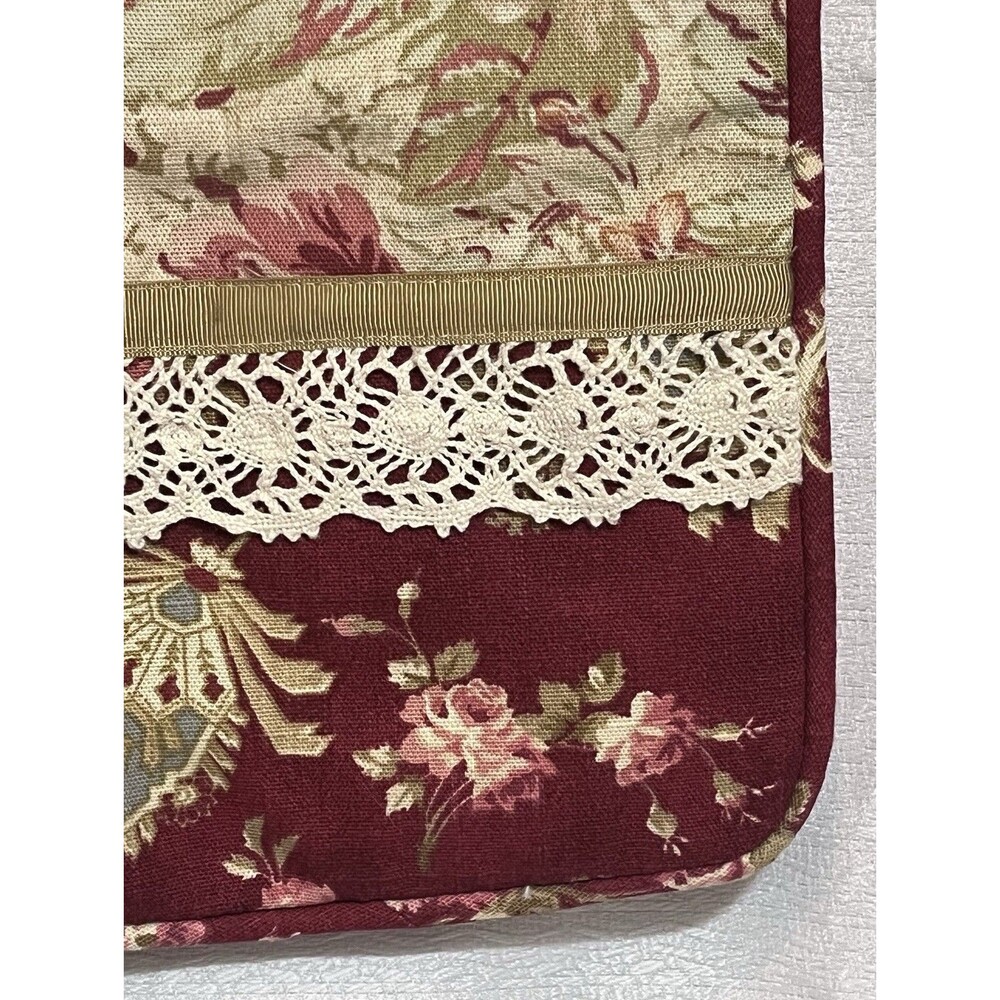 NEW Waverly Ballad Bouquet Roses Crimson Floral King Pillow Sham Lace Trim RARE - Picture 9 of 11